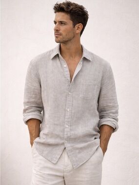 rag & bone Classic Fit Button Gray Down Shirt | Lightweight Neutral Cotton | XXL